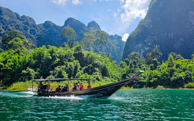From Phuket/Krabi/Khao Lak: Private Khao Sok Day Trip with Cheow Lan Lake Longtail Boat Tour