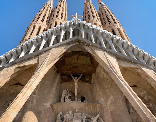 Sagrada Familia Glory Facade in Barcelona with intricate architectural details.