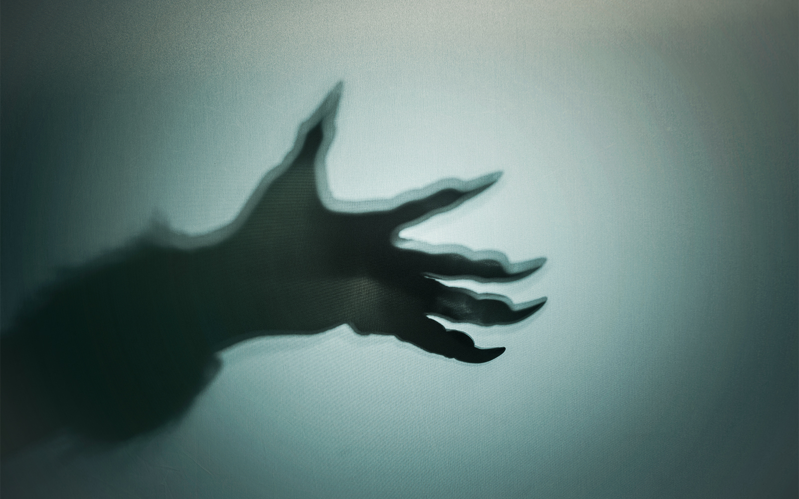 Shadow of werewolf claws on a wall.