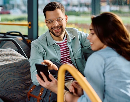 Passengers on London Stansted Airport shuttle bus to London Stratford.