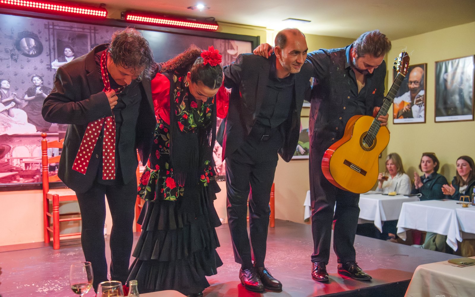 Flamenco dancers bowing at Tablao La Cantaora, Seville.