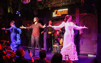 Flamenco dancers performing at El Duende by Tablao Cordobes in Barcelona.