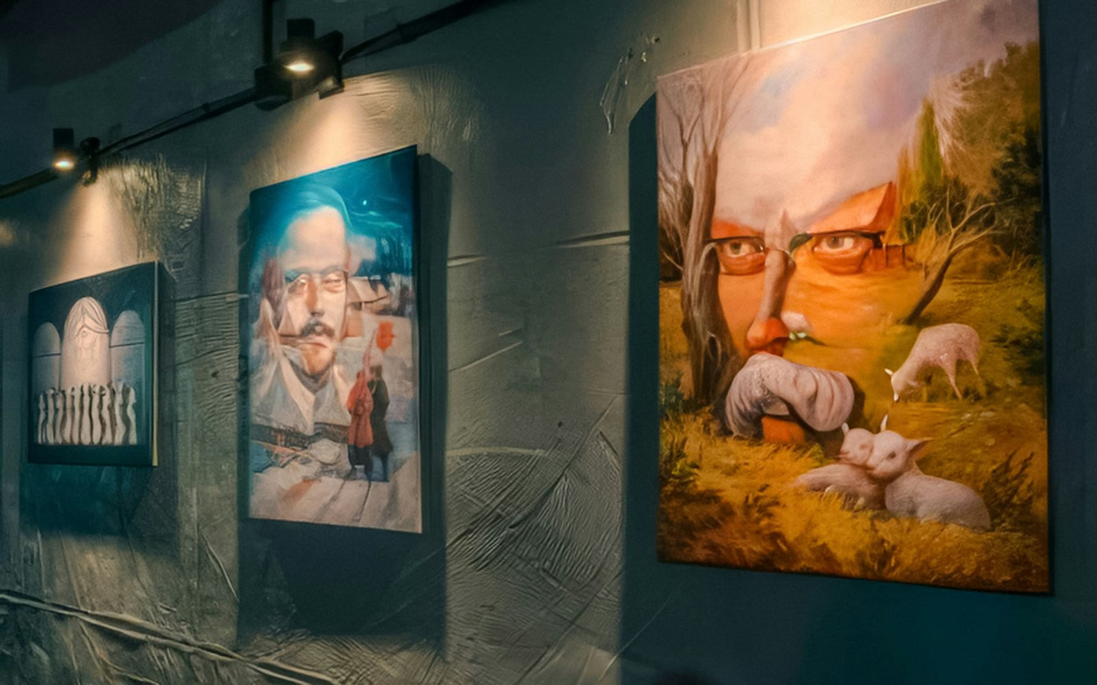 Oleg Shupliak paintings at DeJa Vu Museum Berlin exhibit surreal portraits and landscapes.
