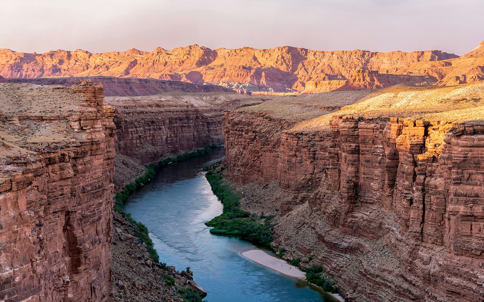 Little Colorado River Gorge view with winding river and rocky cliffs, Arizona.