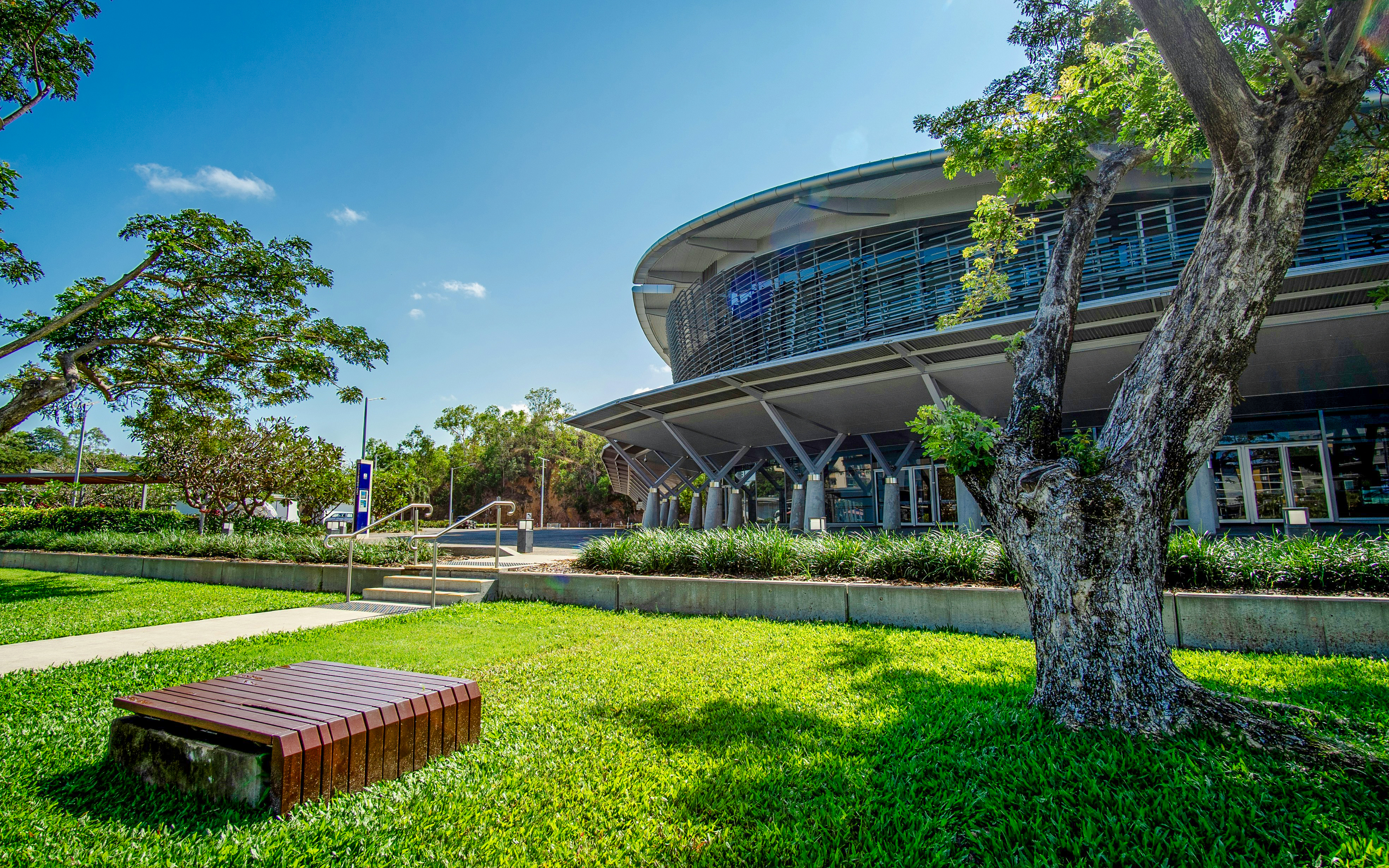 Charles Darwin University campus building with surrounding greenery in Darwin, Northern Territory.