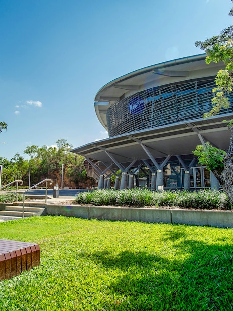 Charles Darwin University campus building with surrounding greenery in Darwin, Northern Territory.