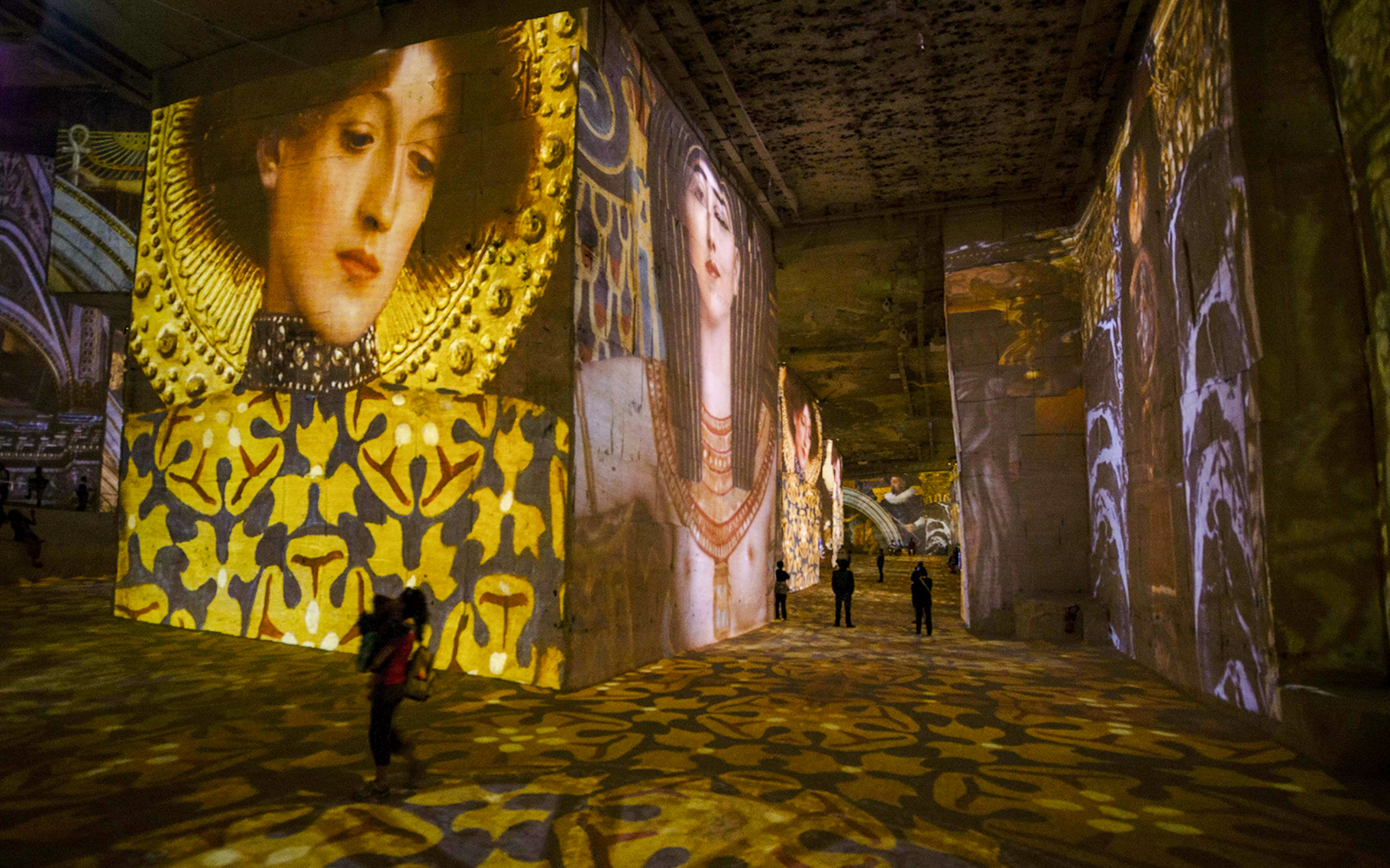 Immersive art projections at Frieda Kahlo Exhibition, Carrières des Lumières, Paris
