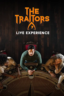 The Traitors Live Experience stage with actors performing in London theater.