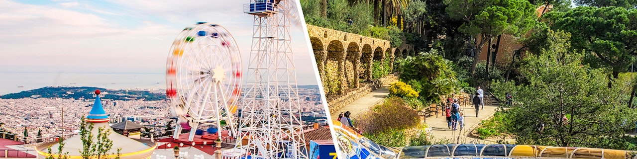 Combo: parco di divertimento Tibidabo con corsa in funicolare + Biglietti per il Parc Güell