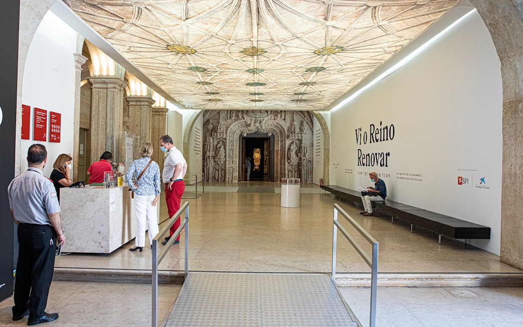 Visitors at the entrance of the National Museum of Ancient Art, Lisbon.