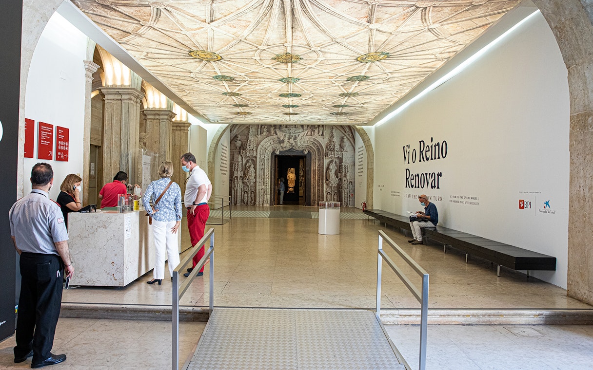 Visitors at the entrance of the National Museum of Ancient Art, Lisbon.