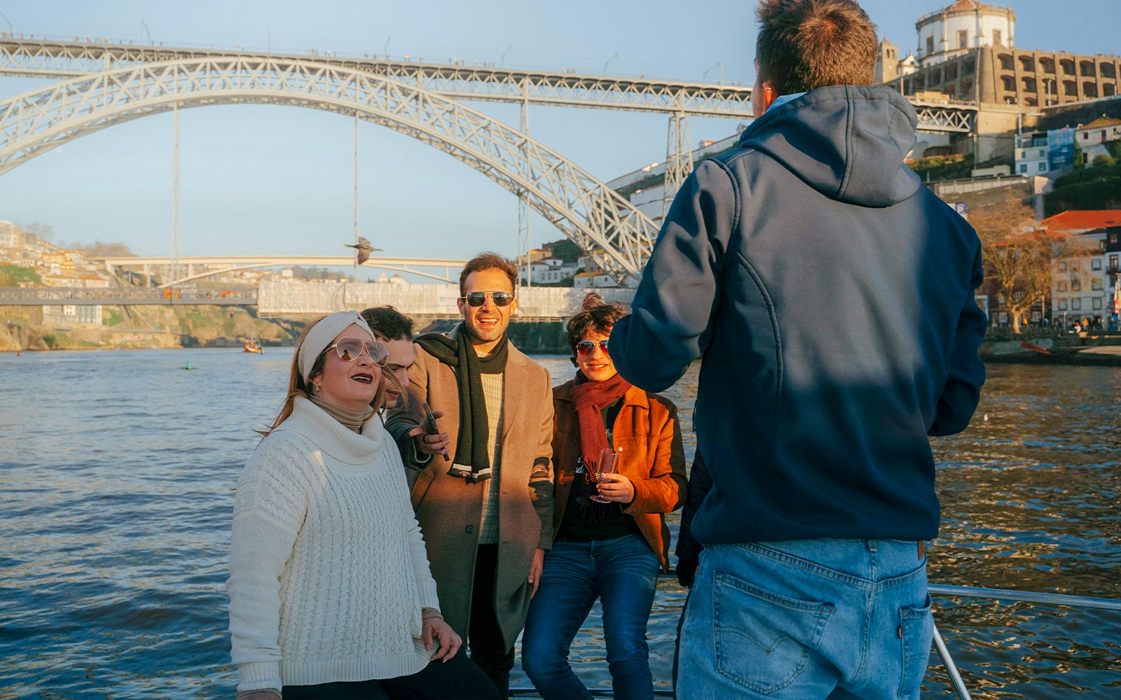 A tour guide giving info to tourists