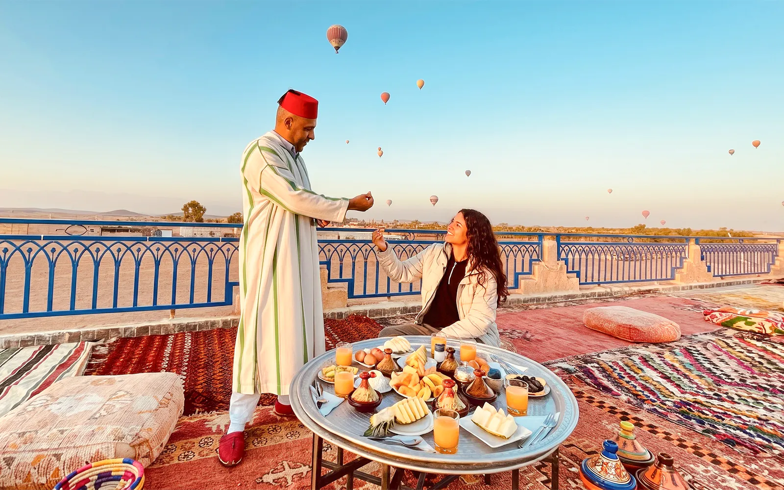 Marrakech Sunrise Hot Air Balloon Flight with Luxury Rooftop Breakfast