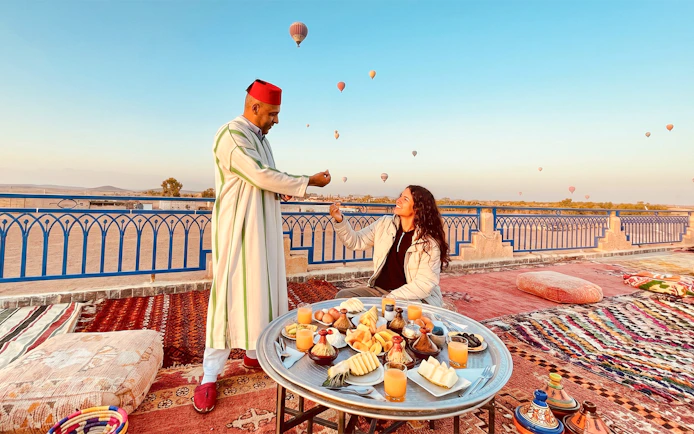 Marrakech Sunrise Hot Air Balloon Flight with Luxury Rooftop Breakfast