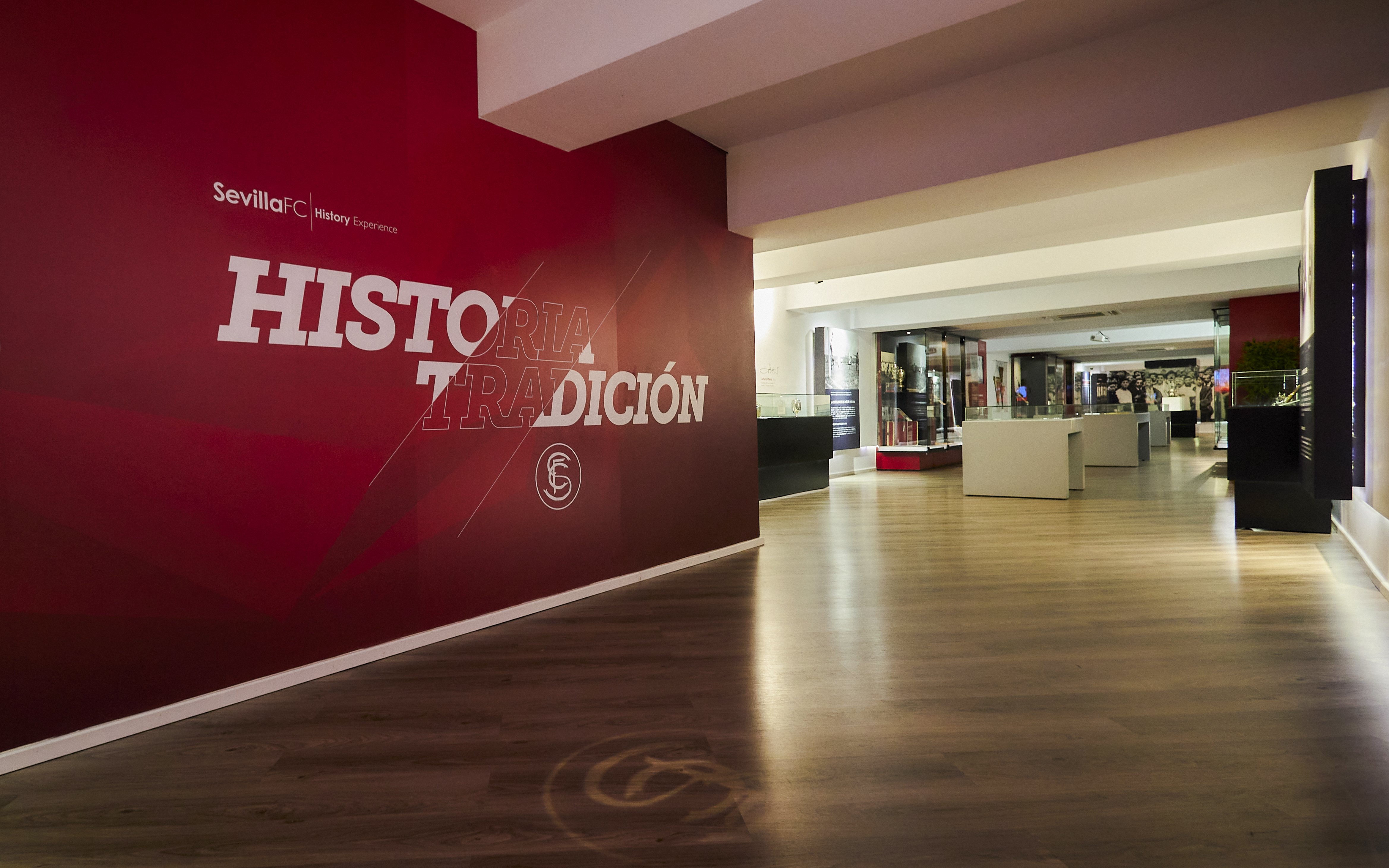 Entryway to Sevilla FC History Experience museum at Ramón Sánchez-Pizjuán Stadium.