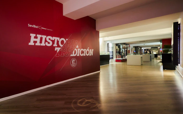 Entryway to Sevilla FC History Experience museum at Ramón Sánchez-Pizjuán Stadium.