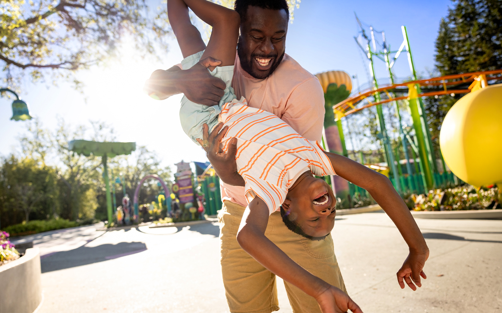 Father and child playing at Universal Kids Resort, Texas.