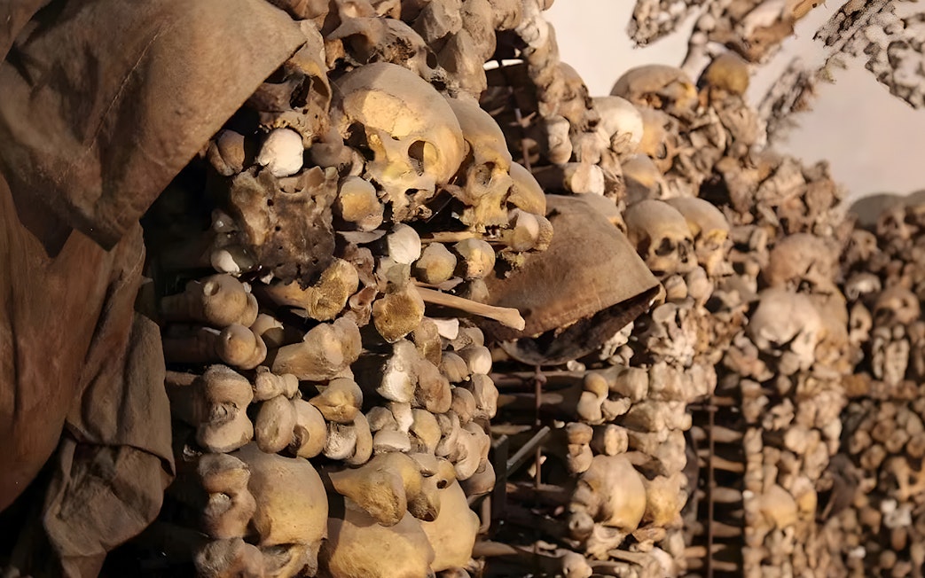 Skulls and bones in the Capuchin Crypts, part of the Roman Catacombs tour.