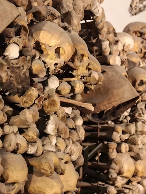 Skulls and bones in the Capuchin Crypts, part of the Roman Catacombs tour.