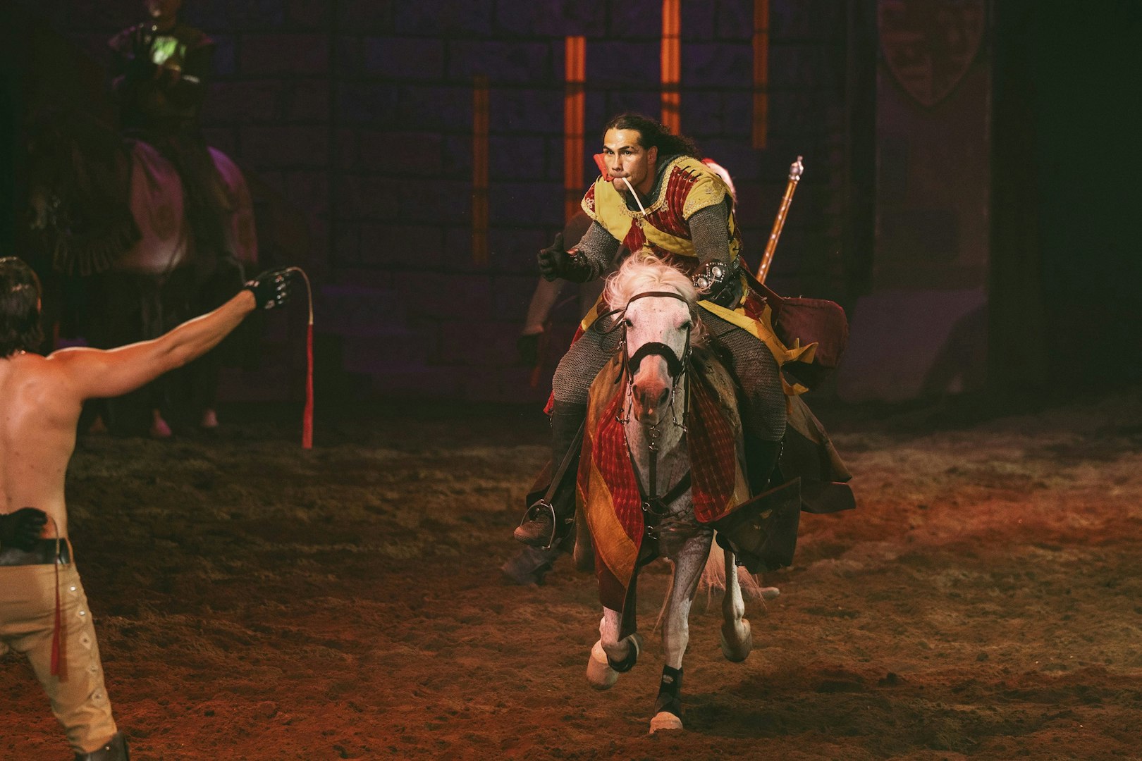Knight on horseback during Tournament of Kings performance in Las Vegas.