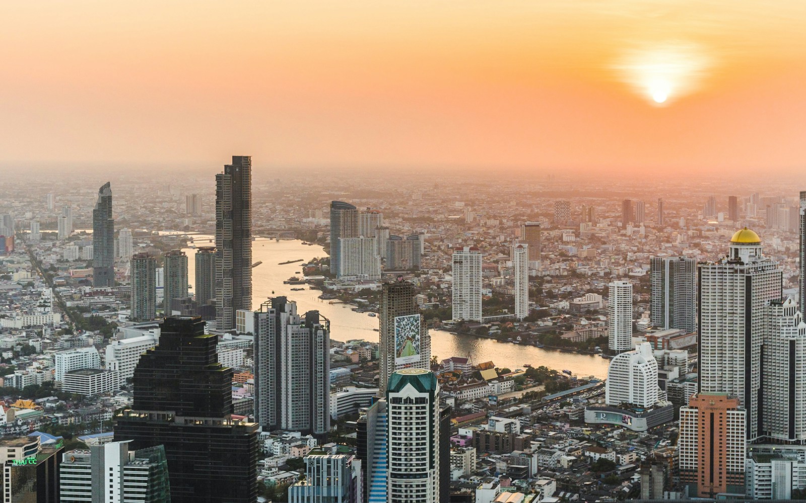 Bangkok's skyline from Mahanakhon Skywalk