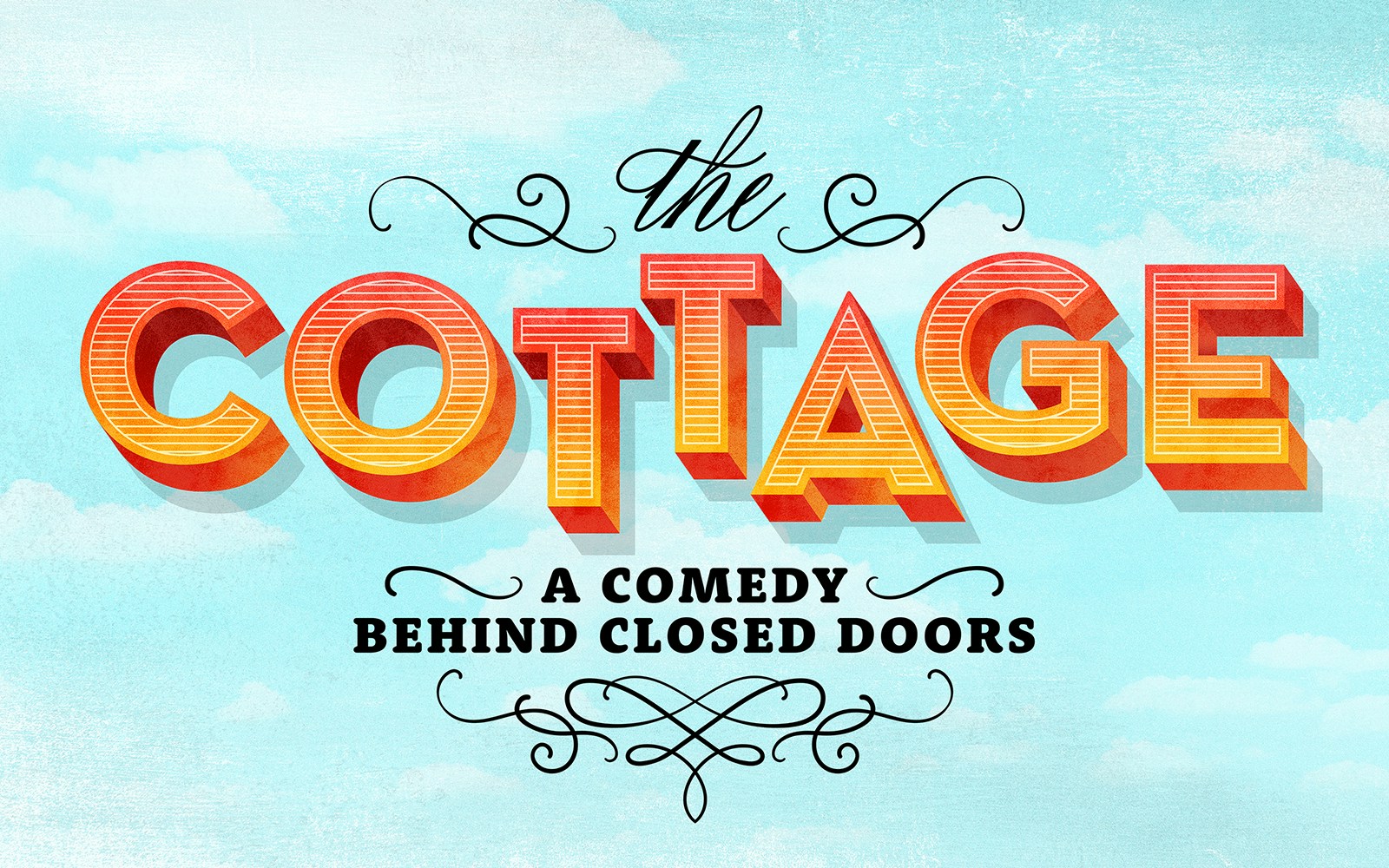 The Cottage comedy show poster with decorative text.