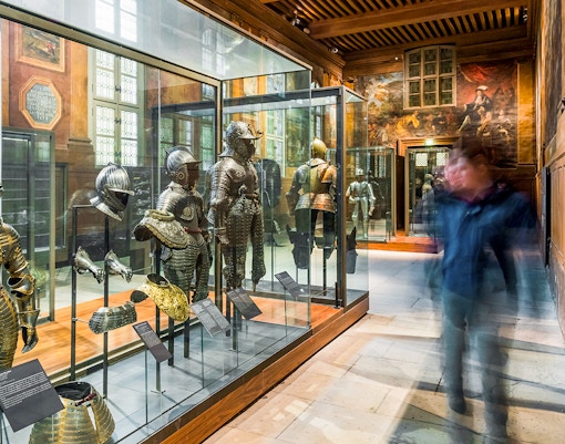 Metal armour suits as exhibited at Army Museum, Paris