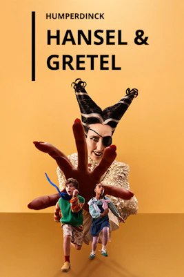 Hansel and Gretel Sydney poster with children running from a character with an eyepatch.