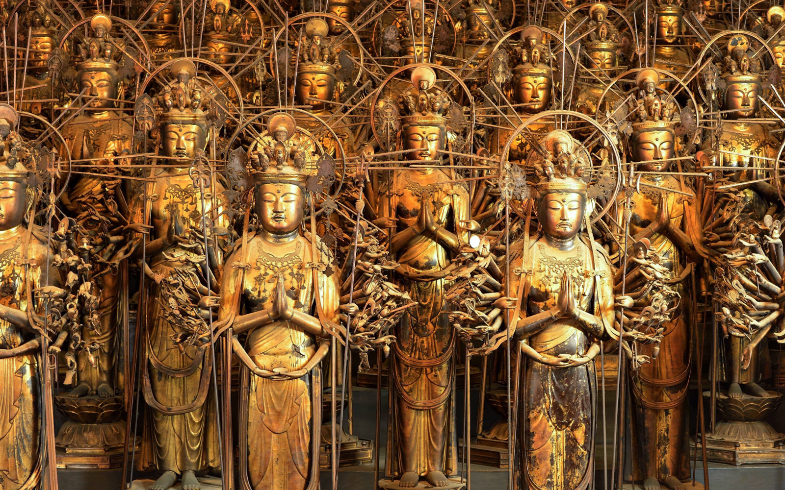 Kannon statues in Sanjusangendo Temple, Kyoto, Japan.
