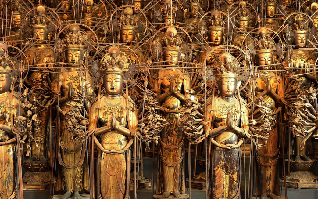 Kannon statues in Sanjusangendo Temple, Kyoto, Japan.