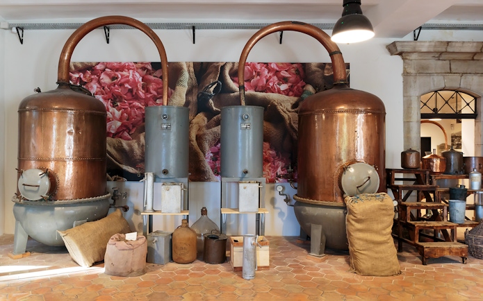 Copper distillation equipment in a Provence perfume factory.