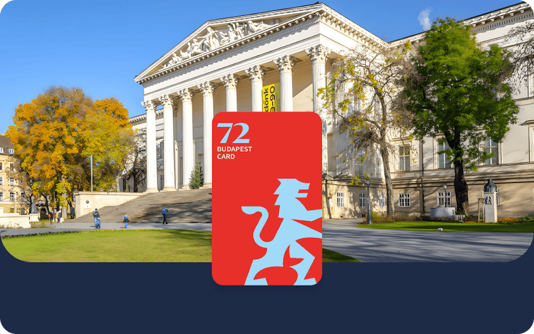 Budapest Card in front of the Hungarian National Museum.