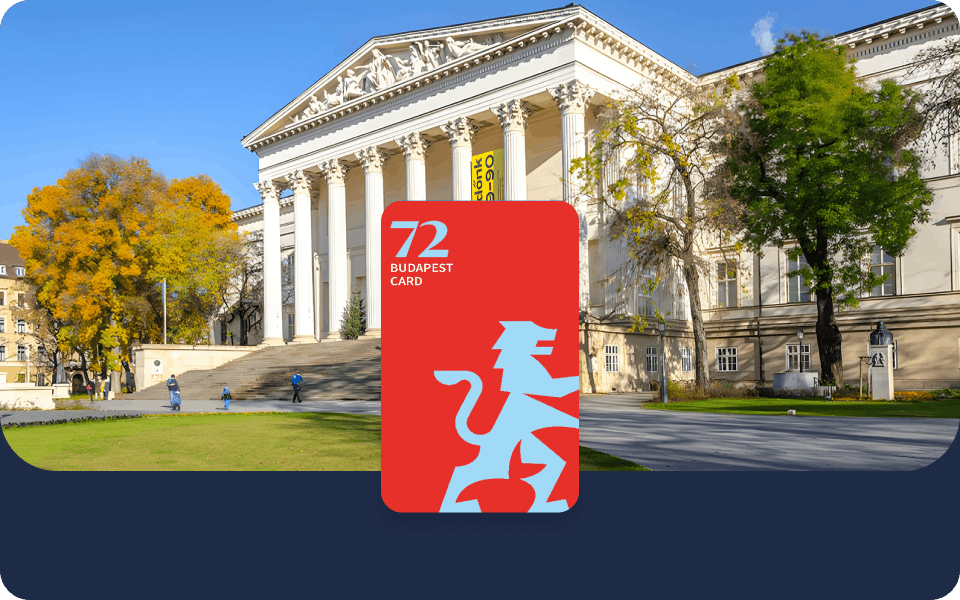 Budapest Card in front of the Hungarian National Museum.