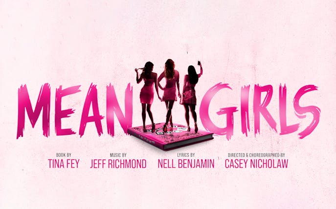 Mean Girls musical poster with three silhouetted figures on a book.