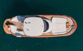 Aerial view of a yacht on an Amalfi Coast cruise.