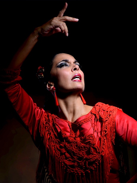 Flamenco dancer performing at Sensaciones - Teatro Flamenco Granada.