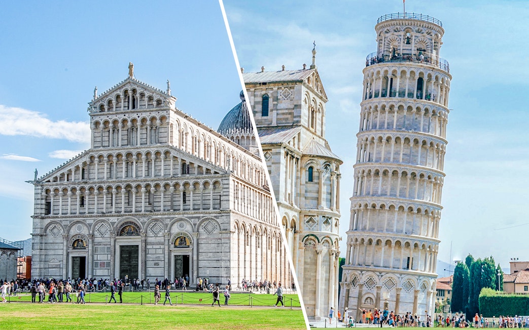Pisa Cathedral and Leaning Tower in Pisa Monumental Complex.