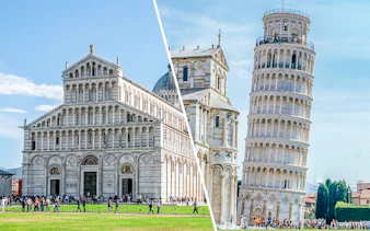 Pisa Cathedral and Leaning Tower in Pisa Monumental Complex.