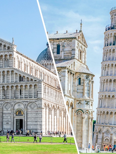 Pisa Cathedral and Leaning Tower in Pisa Monumental Complex.