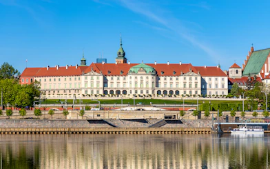 Warsaw Royal Castle viewed from the Vistula River during a traditional Galar cruise.