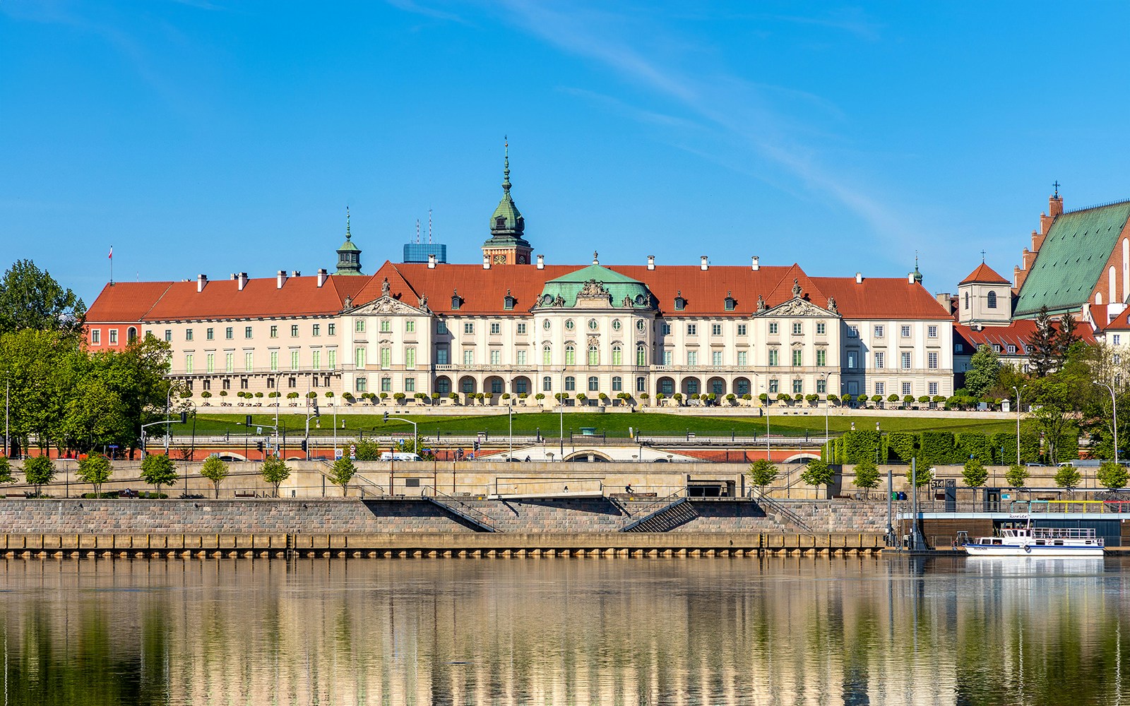Warsaw Royal Castle viewed from the Vistula River during a traditional Galar cruise.