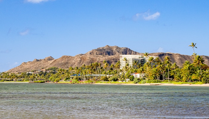 Kahala coastline with Diamond Head in the background, Honolulu, Hawaii.