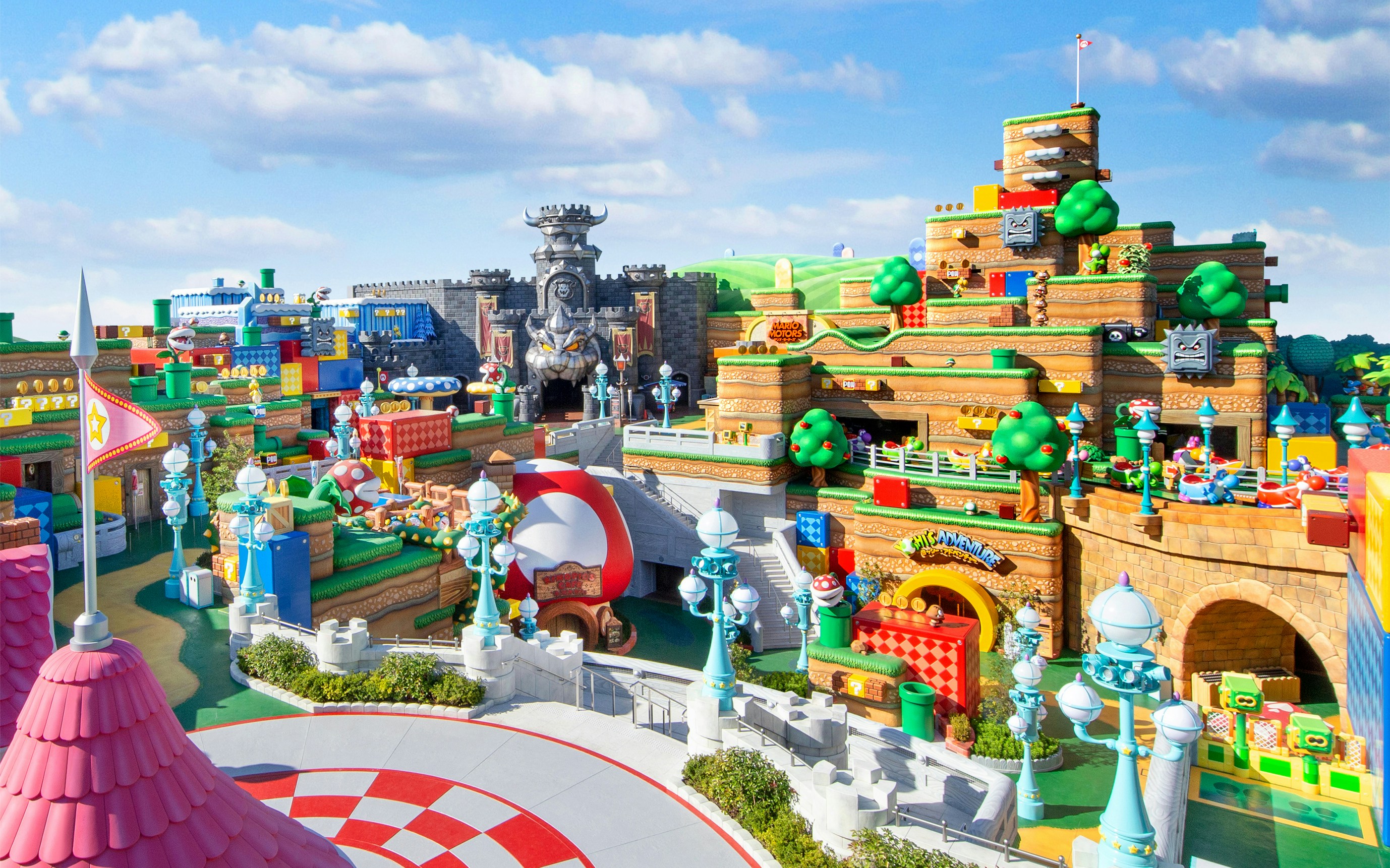Super Nintendo World at Universal Studios Japan featuring colorful Mario-themed attractions.