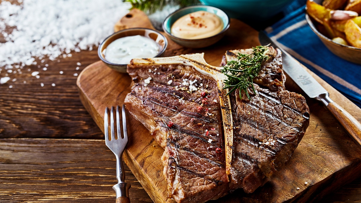 steak at a restaurant