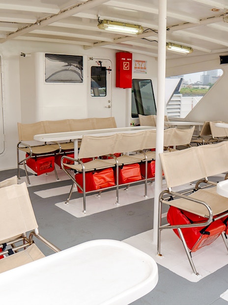 Ferry deck seating area on Singapore to Batam route.
