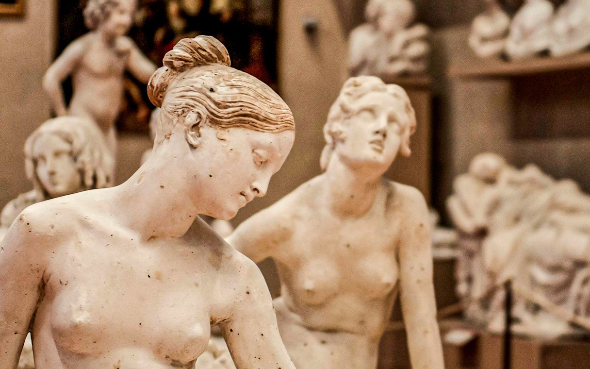 Sculptures in Accademia and Uffizi Gallery, Florence.