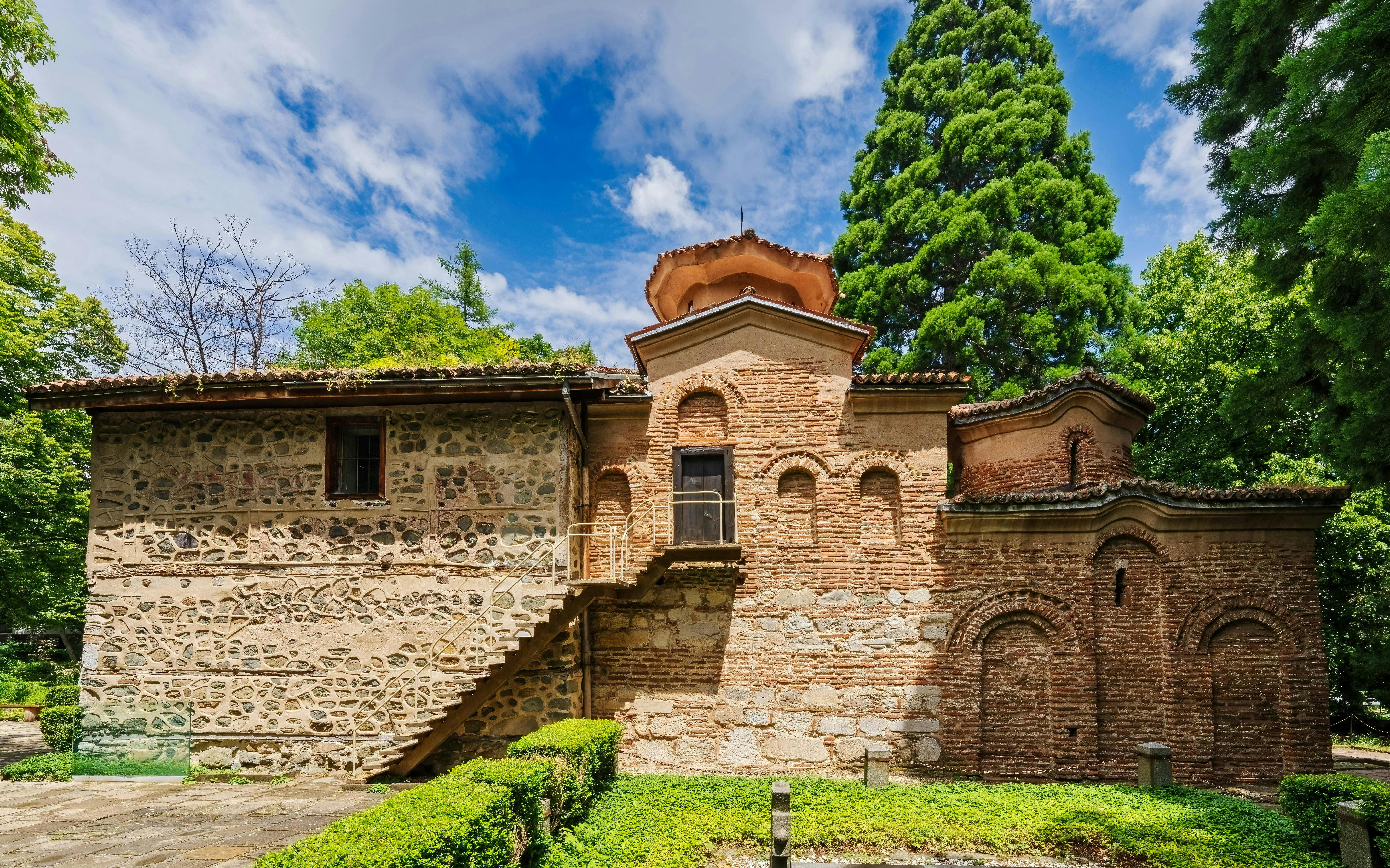 Boyana Church exterior with medieval architecture in Sofia, Bulgaria.