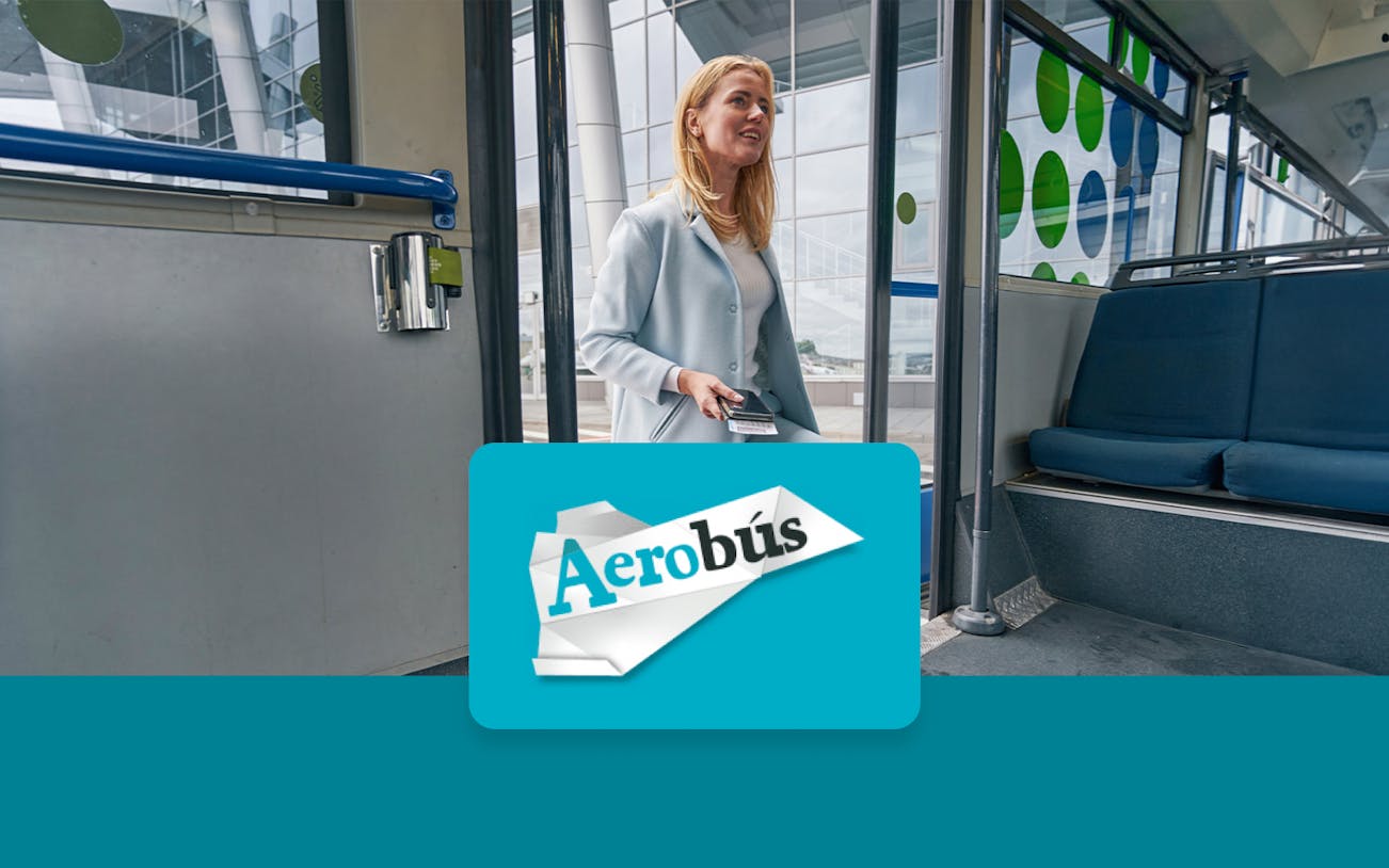 Woman entering Aerobús for Barcelona airport transfer.