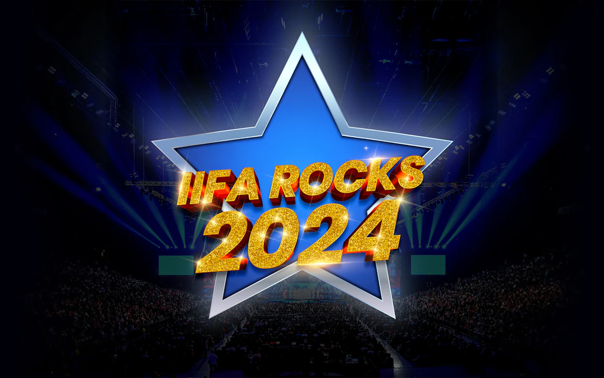 IIFA Rocks 2024 logo with a star background and stage lights.
