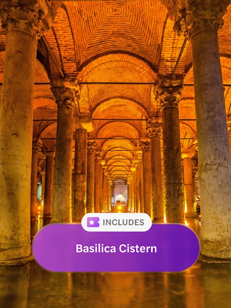Basilica Cistern pillars and arches in Istanbul, Turkey.